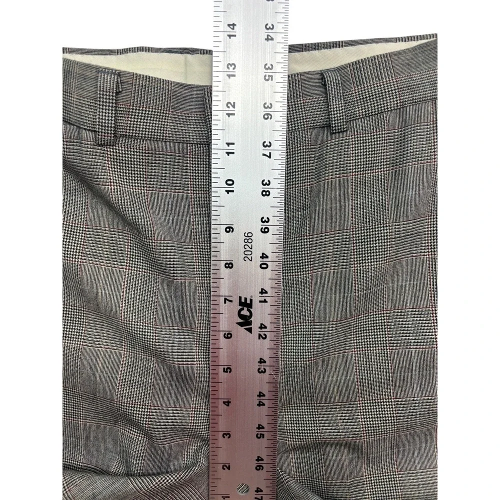 vtg Palm Beach 40L 33x32 Black White Red Glen Plaid 2pc Pant Suit Bootcut Wool